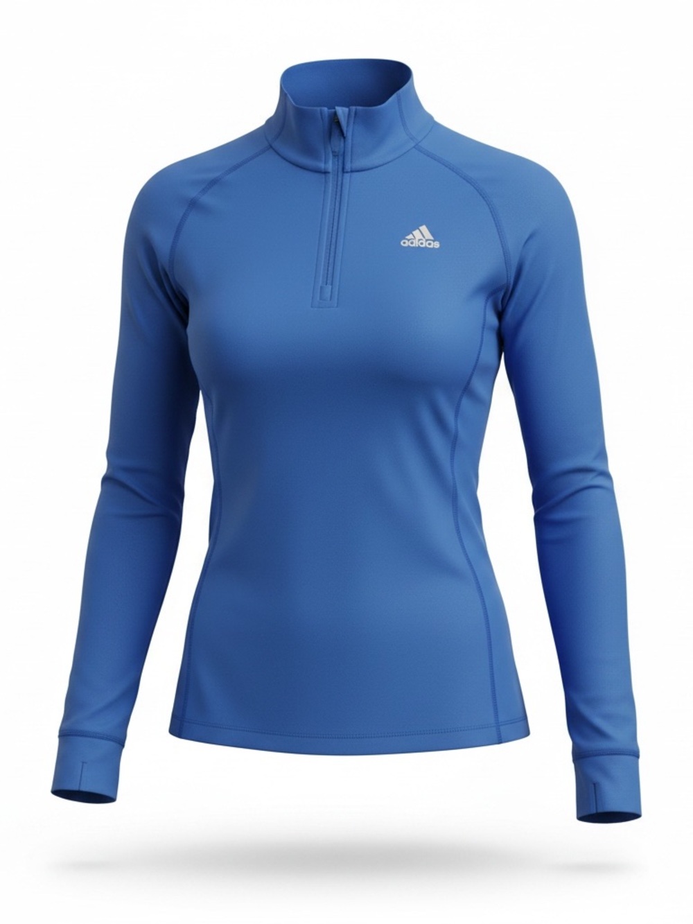 Adidas Women's Blue Long-Sleeve 1/4 Zip Performance Top